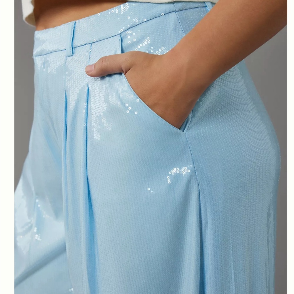 Anthropologie The Avery Pleated Wide-Leg Trousers by Maeve: Sequin Edition